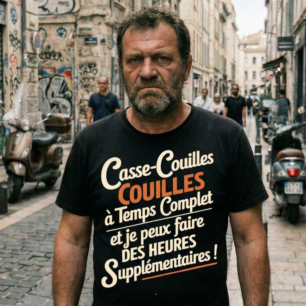 T-shirt Humour, Casse-Couilles À Temps Complet, lettrage manuscrit