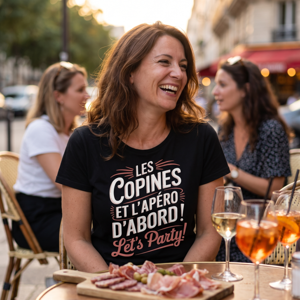 T-shirt apéro entre copines, Les Copines Et L&rsquo;Apéro D&rsquo;Abord