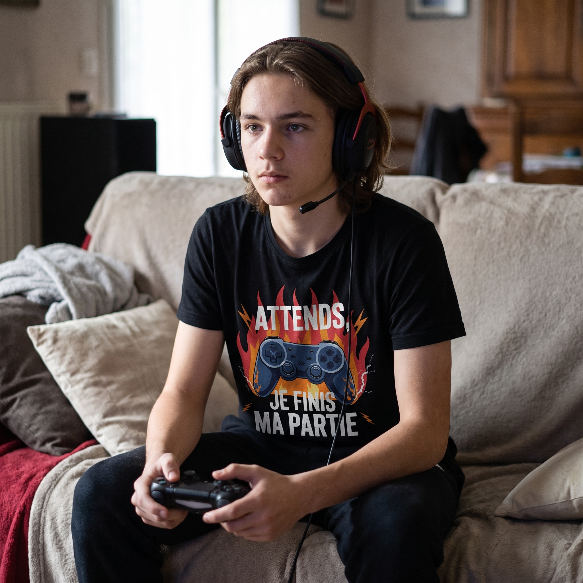 T-shirt gamer humour, Attends Je Finis Ma Partie
