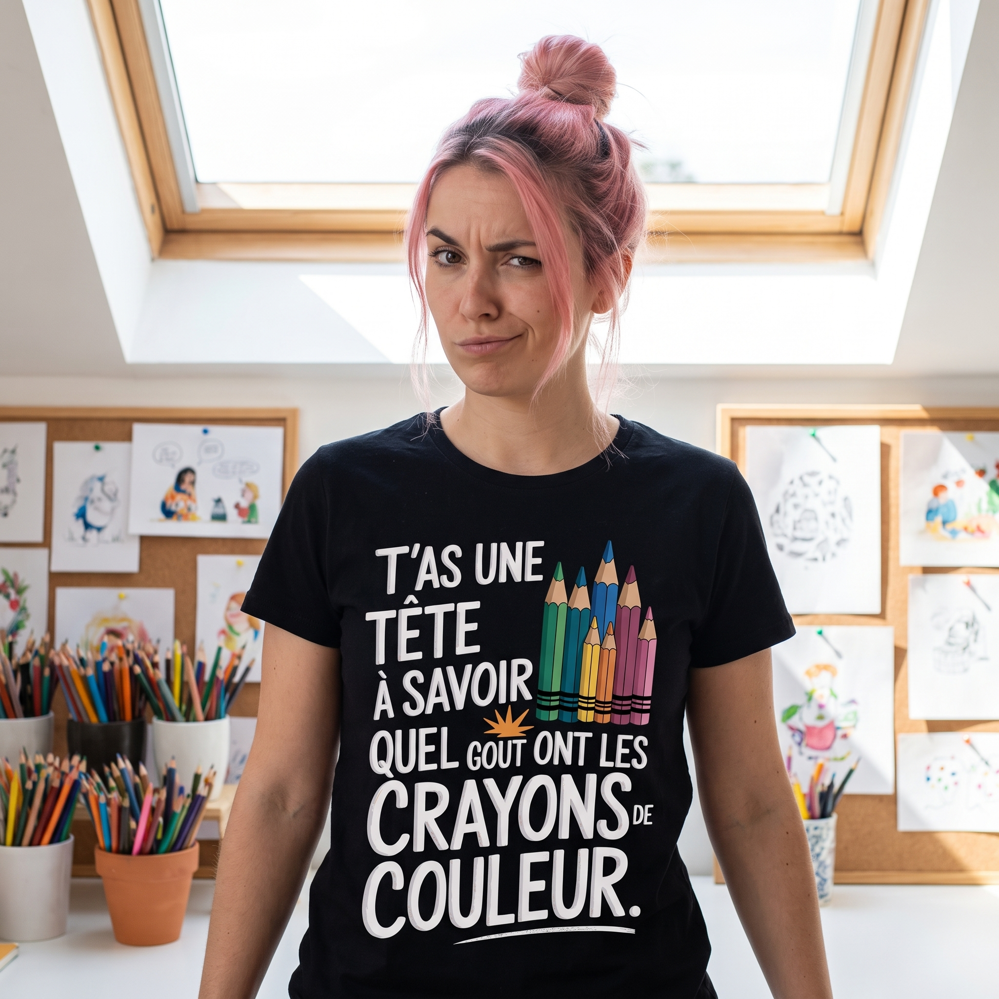 T-shirt humour moqueur, Le Goût Des Crayons De Couleur