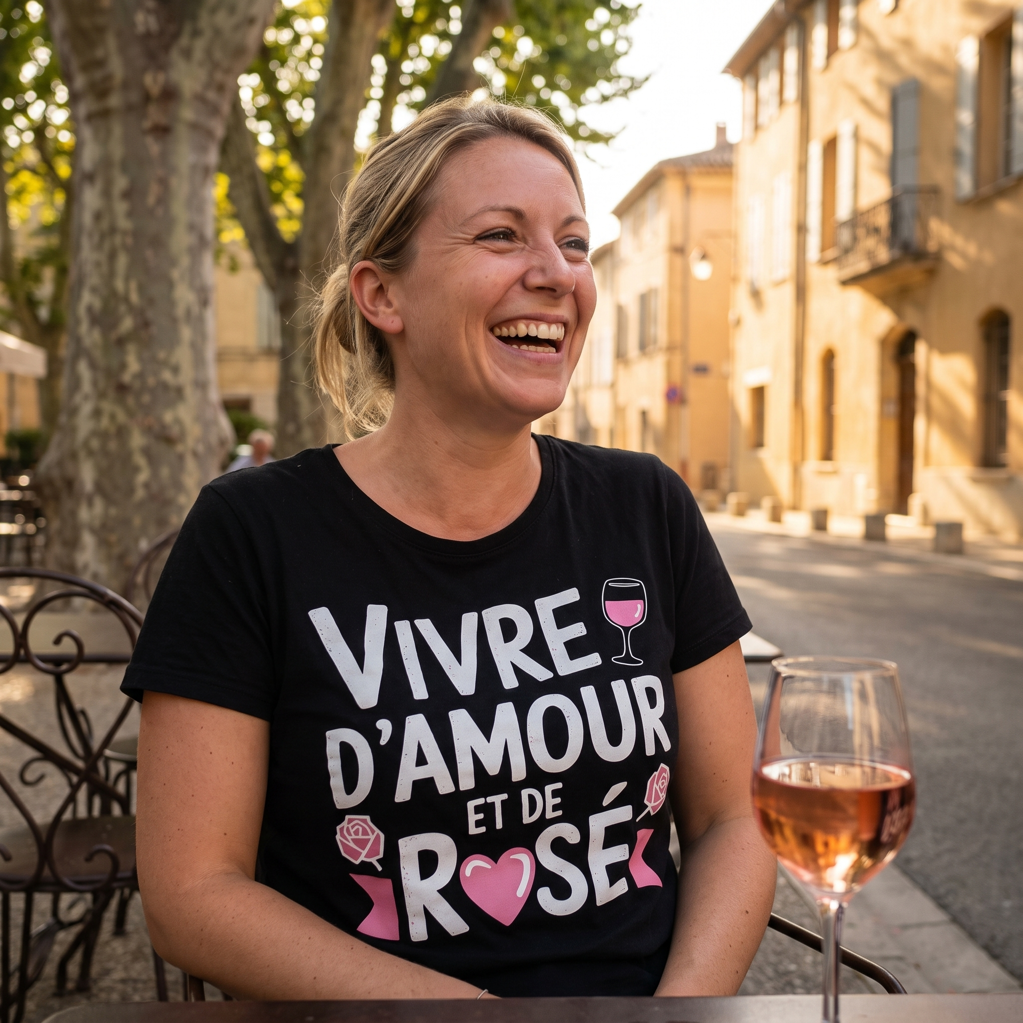 T-shirt humour rosé, Vivre D&rsquo;Amour Et De Rosé
