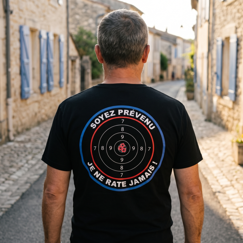 T-shirt humour tir sportif, J&rsquo;ai Une Cible Dans Le Dos