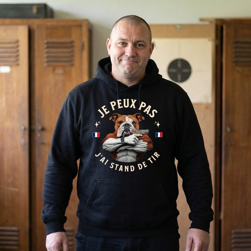 T-shirt Bouledogue Tir Sportif, Bras Croisés Et Tricolore