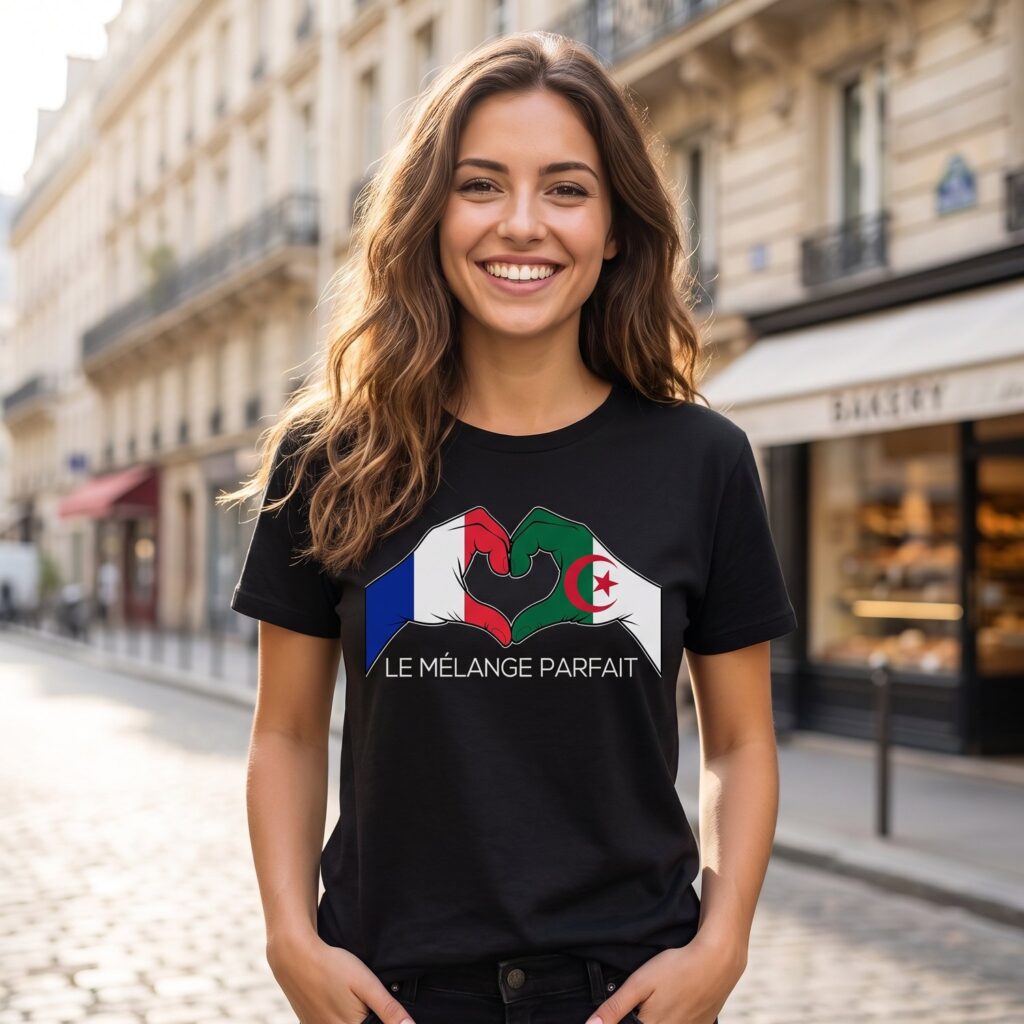 T-shirt France Algérie, Le Mélange Parfait, Mains En Cœur
