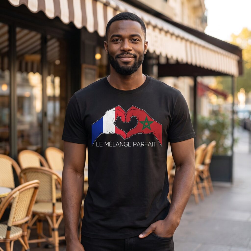 T-shirt France Maroc, Le Mélange Parfait, Mains En Cœur