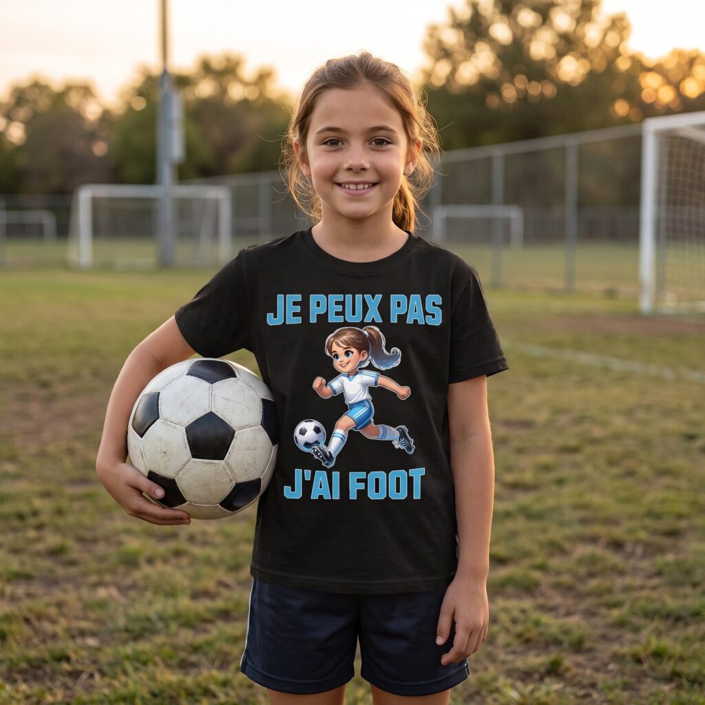 T-shirt Enfant Football Fille, Je Peux Pas J&rsquo;Ai Foot