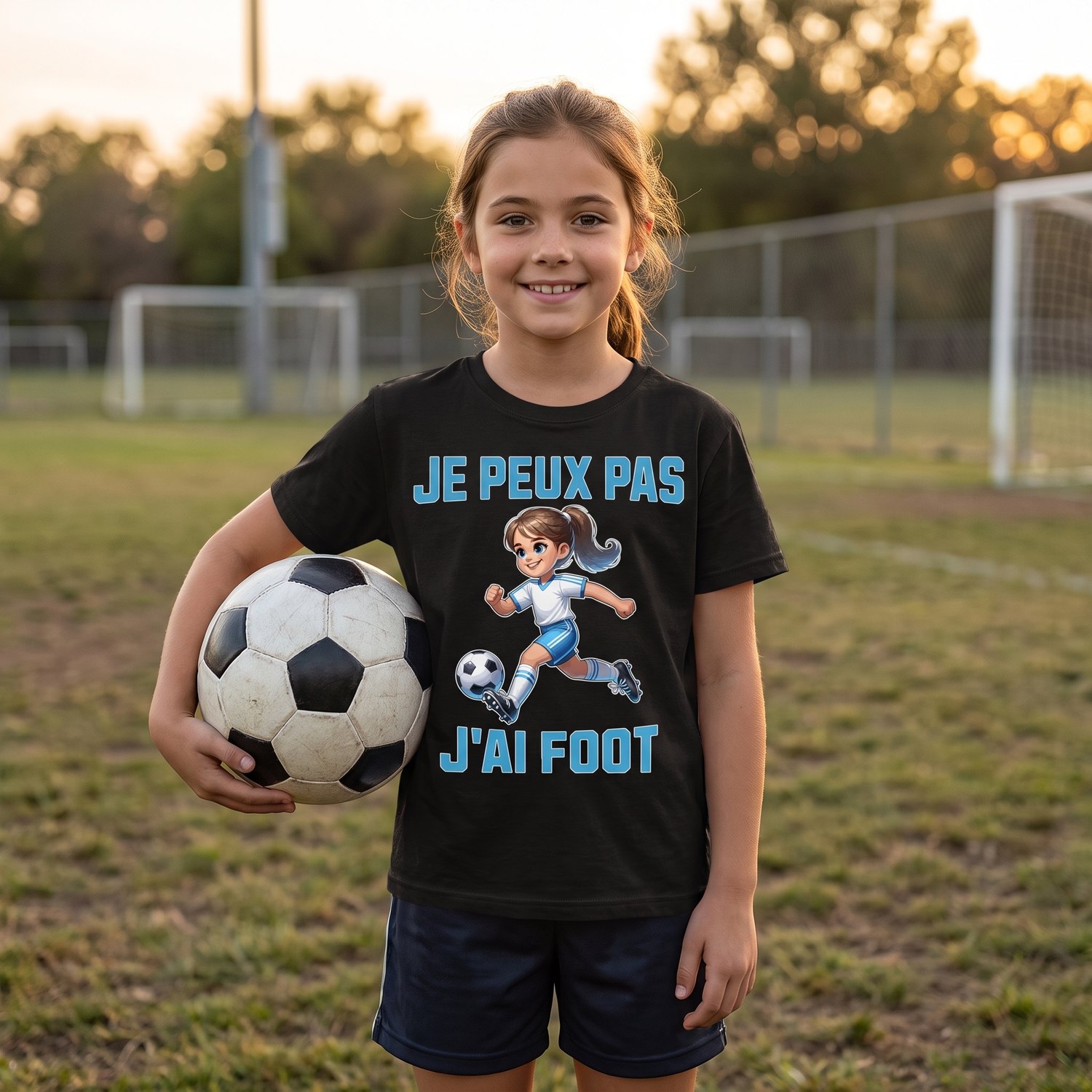 T-shirt Enfant Football Fille, Je Peux Pas J&rsquo;Ai Foot