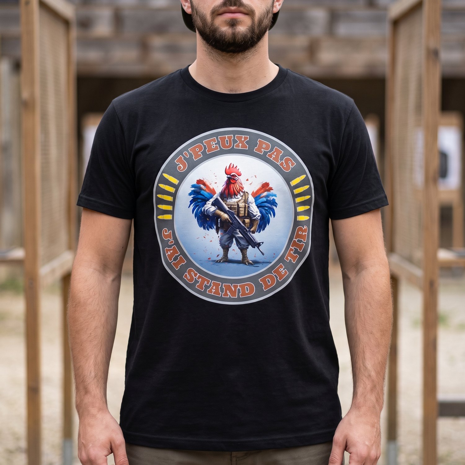 T-shirt Tir Sportif, Coq Français, J&rsquo;Peux Pas J&rsquo;Ai Stand De Tir