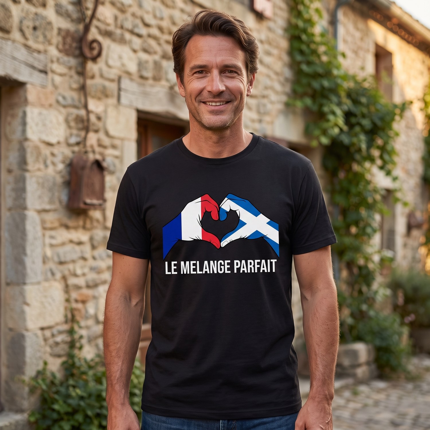 T-shirt France Écosse, Le Mélange Parfait, Mains En Cœur