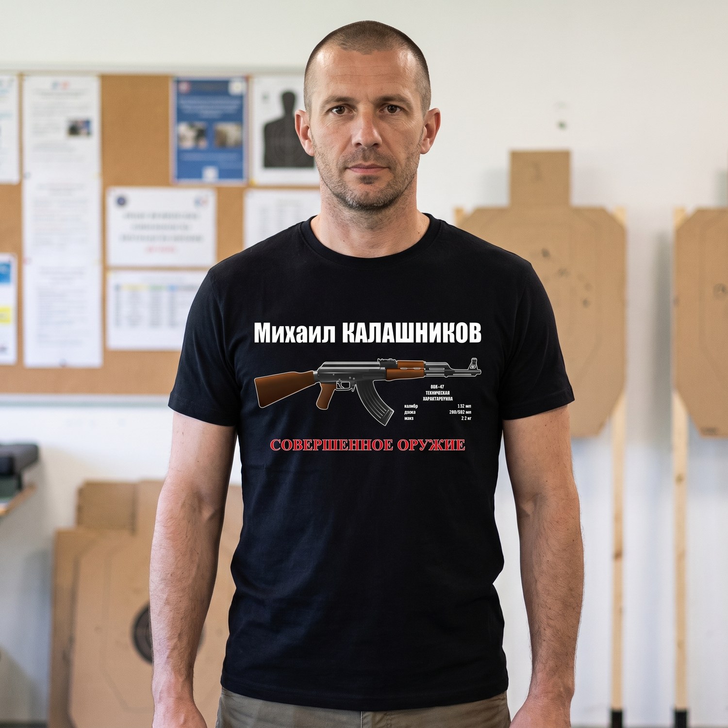 T-shirt Kalachnikov AK-47, Planche Technique En Russe