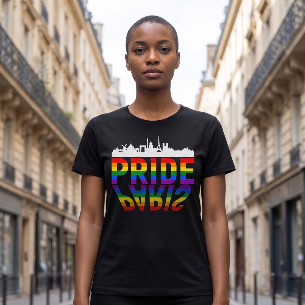 T-shirt Pride Paris, Drapeau Arc-en-Ciel