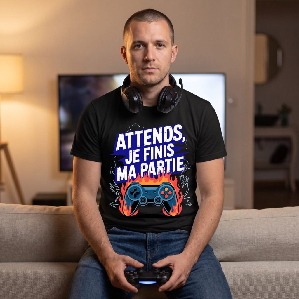 T-shirt Gamer, Attends Je Finis Ma Partie