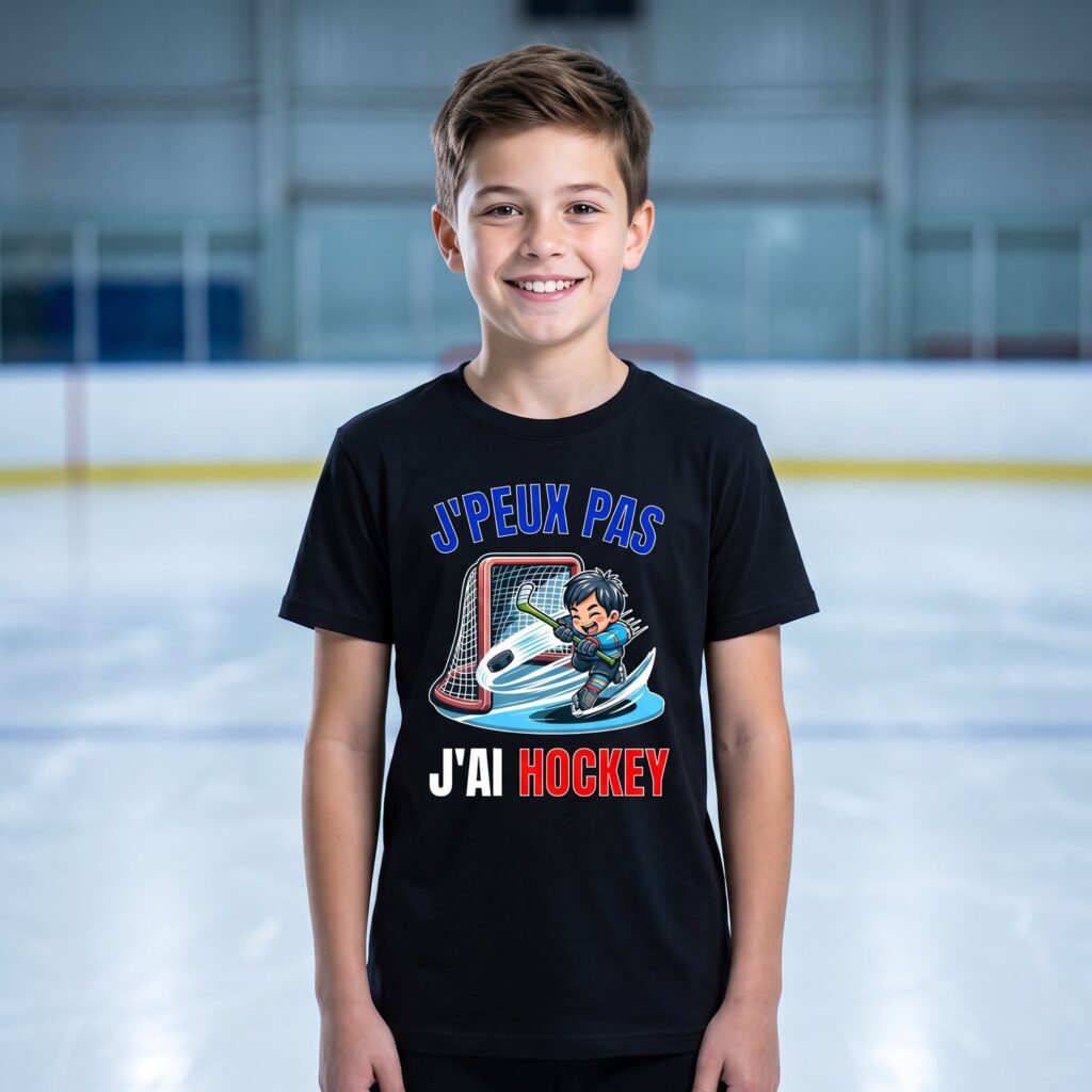 T-shirt Hockey Sur Glace Enfant, J&rsquo;Peux Pas J&rsquo;Ai Hockey