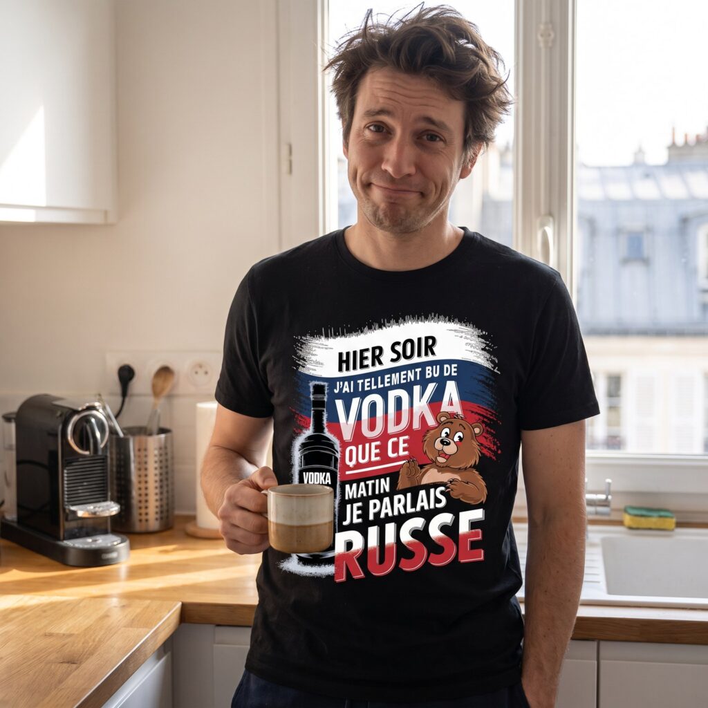 T-shirt Humour Vodka, Ce Matin Je Parlais Russe