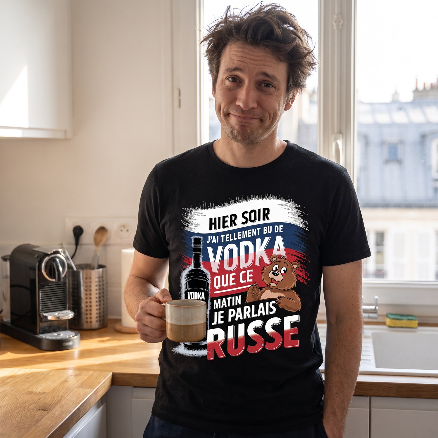 T-shirt Humour Vodka, Ce Matin Je Parlais Russe