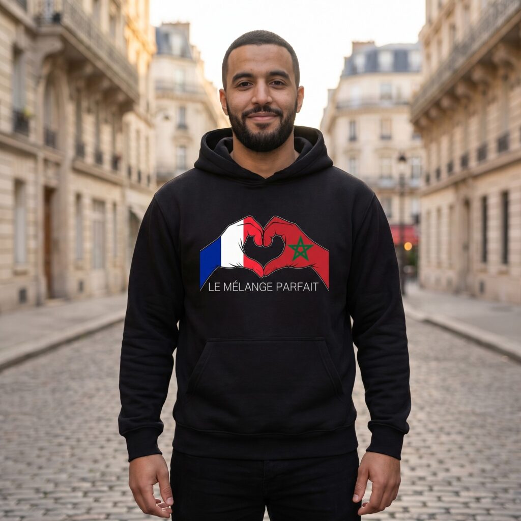 T-shirt France Maroc, Le Mélange Parfait, Mains En Cœur